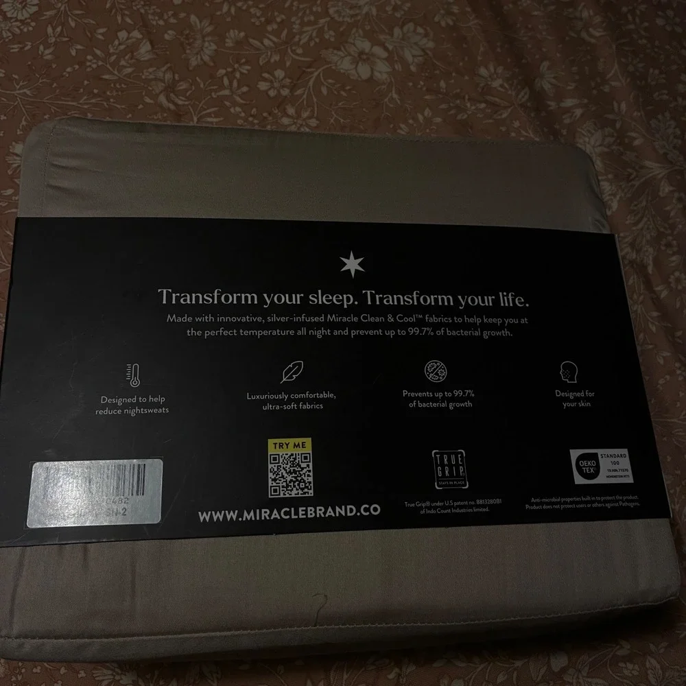 Miracle Made Luxe King Sheet Set Self-Cooling Self-Cleaning Sateen Sand Tan NEW